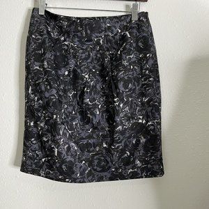 COPY - Ann Taylor Loft Pencil Skirt w/ pocket Cotton Black Grey Swirl Print Sz …